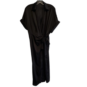 SHEIN Black Silky Wrap Maxi Dress/Robe Size Large Pre-owned‎